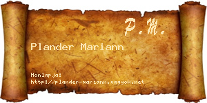 Plander Mariann névjegykártya